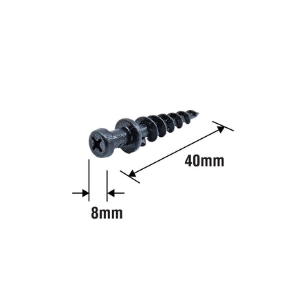 Everhang Heavy Duty Picture Hanging Screws - 8 x 40mm - 10 Pack - Black