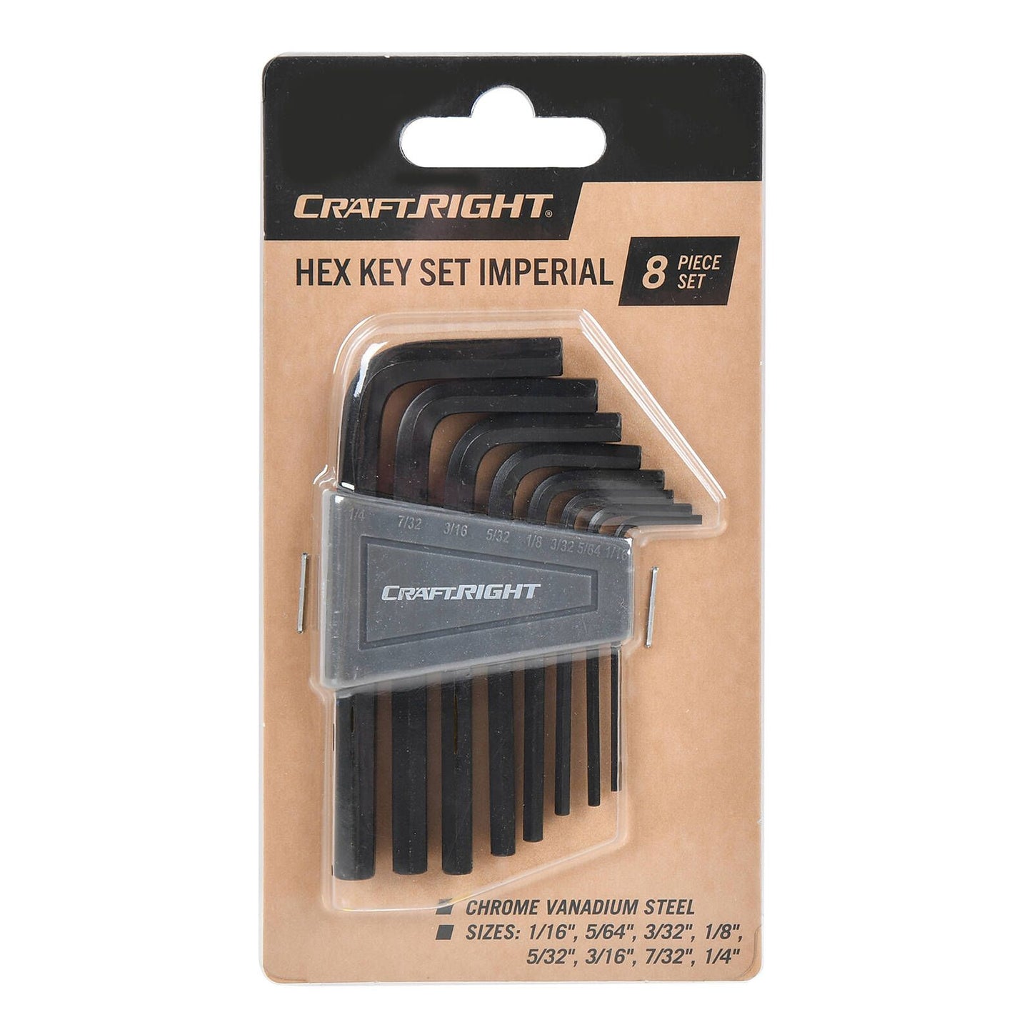Craftright Imperial Hex Key Set - 8 Piece - 1/16" to 1/4"