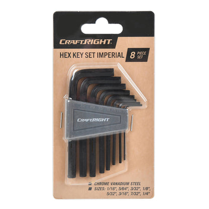 Craftright Imperial Hex Key Set - 8 Piece - 1/16" to 1/4"