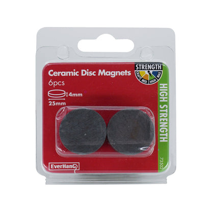 Everhang 25mm Ceramic Disc Magnet 6 Pack - Lightweight - Strong - Versatile