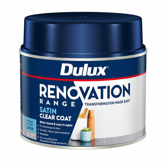 Dulux Renovation Range Clear Coat Satin - 1L - Satin Clear - Water-Based