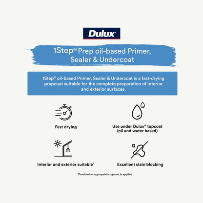 Dulux White Prepcoat 1L Oil Based Primer Sealer Fast Drying