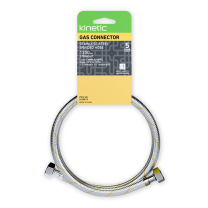 Kinetic 1200mm Stainless Steel Flexible Braided Gas Connector