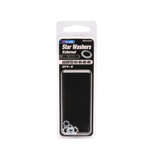 Zenith Zinc Plated Star Washers - M3-M6 - 8 Pack
