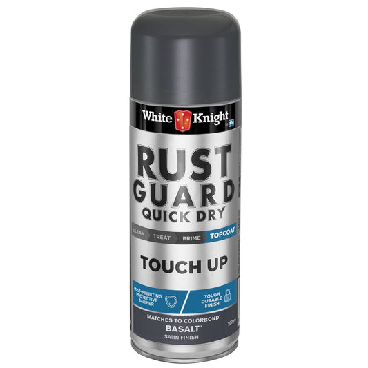 White Knight Rust Guard Quick Dry Touch Up Spray Paint - Basalt Satin Finish 300g