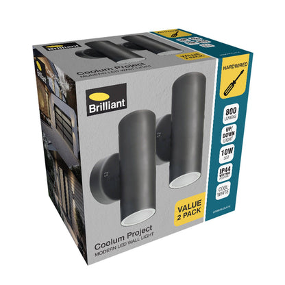 Brilliant Black Coolum Project Modern Wall Light - 10W - 2 Pack