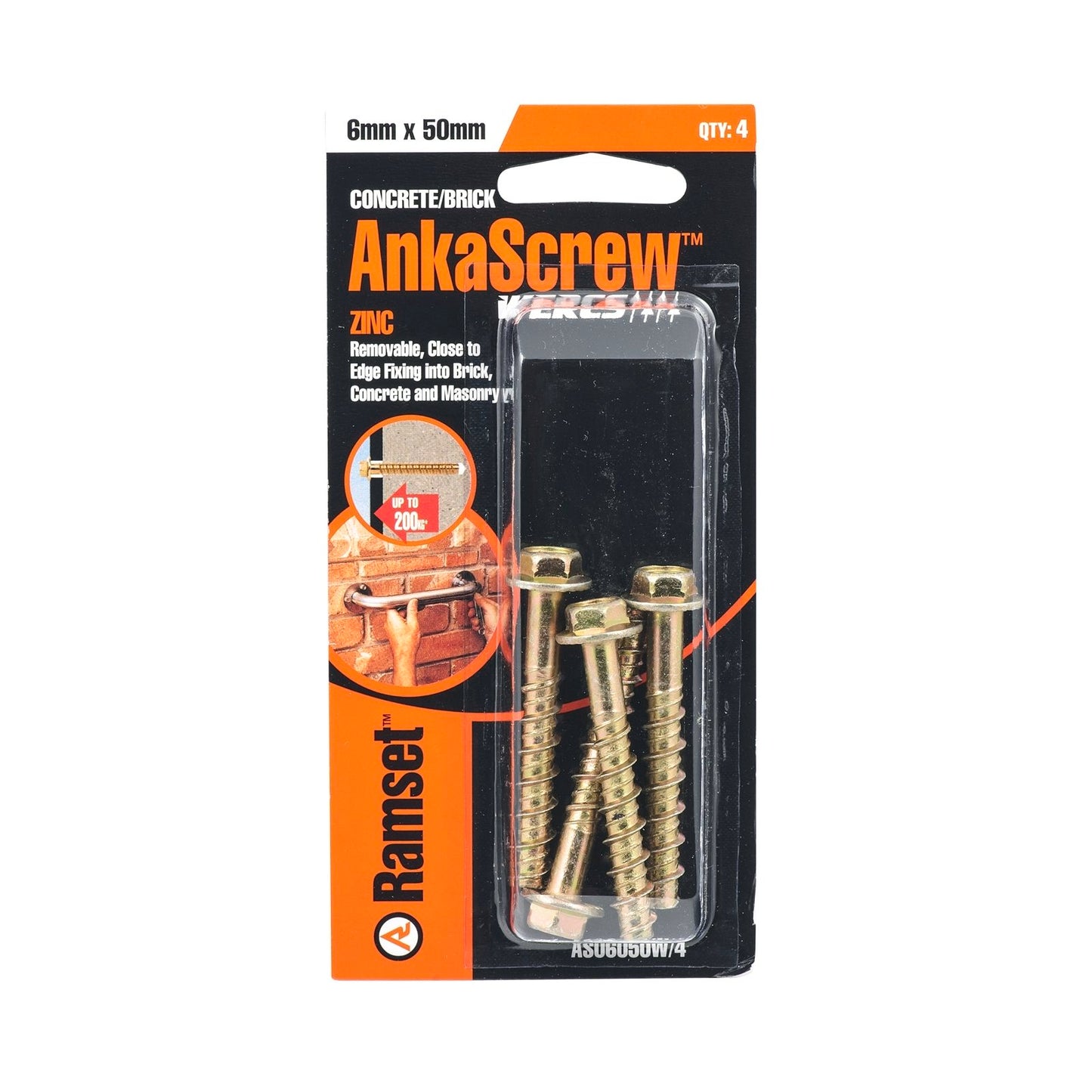 Ramset Ankascrew - 6 x 50mm - 4 Pack