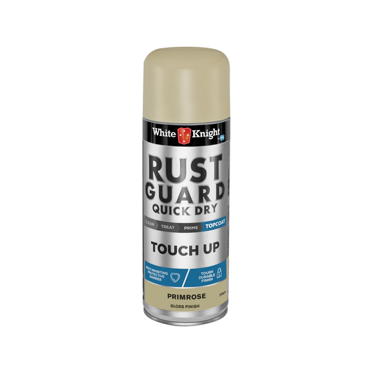 White Knight Rust Guard Quick Dry Touch Up Spray Paint - Primrose Gloss Finish 300g