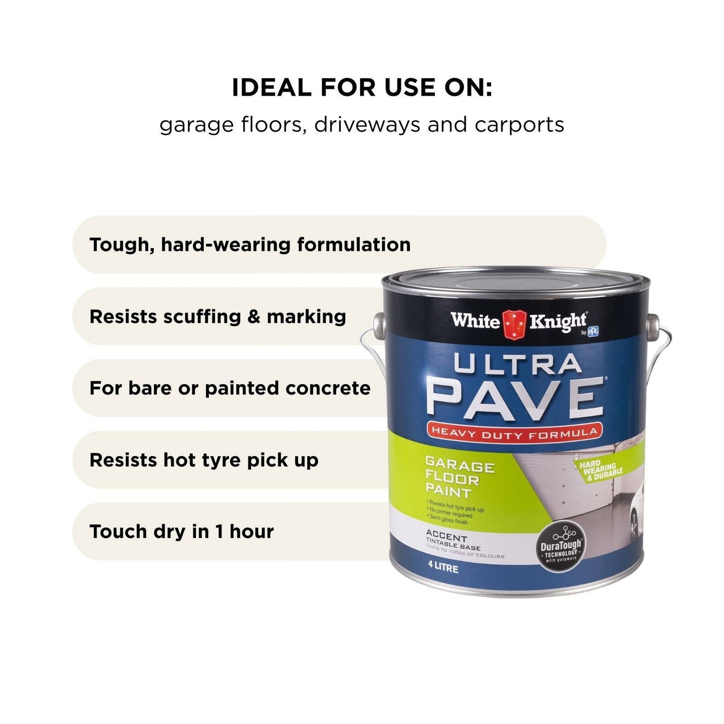 White Knight Ultra Pave Garage Floor Paint - 4L - Accent