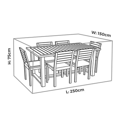 Mojo Medium Rectangle Table & Chairs Cover - 2500 x 750 x 1500mm