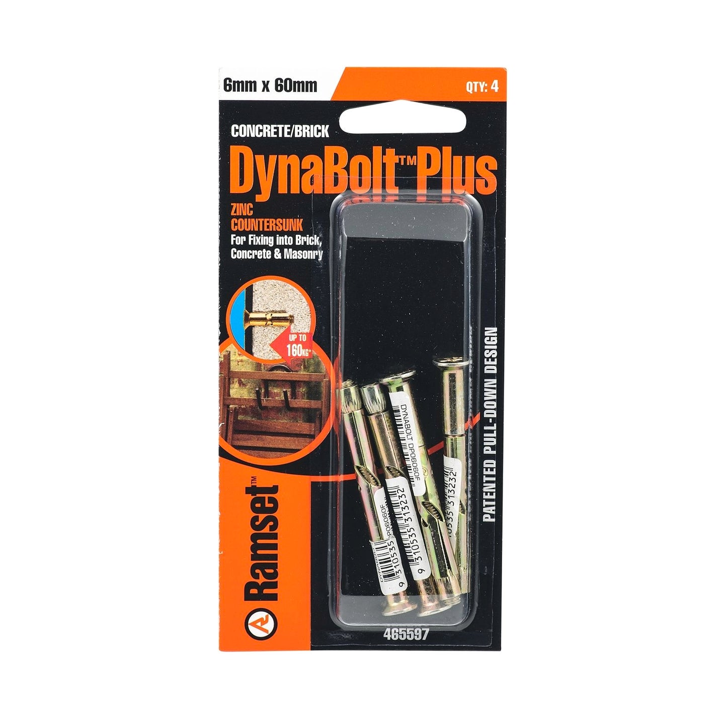 Ramset Dynabolt Plus - 6 x 60mm - 4 Pack