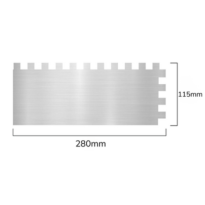 Qep Square Notch Stainless Steel Trowel - 12mm - 280 x 115mm