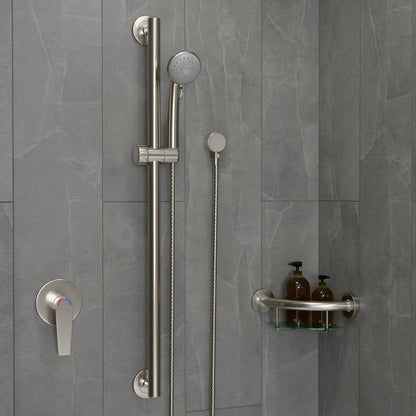Evekare Grab Rail & 3 Function Shower - 32 x 900mm - Brushed Nickel
