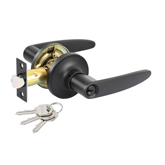 Ikonic Black Matte Norr Entrance Lever Set - 185 x 188mm
