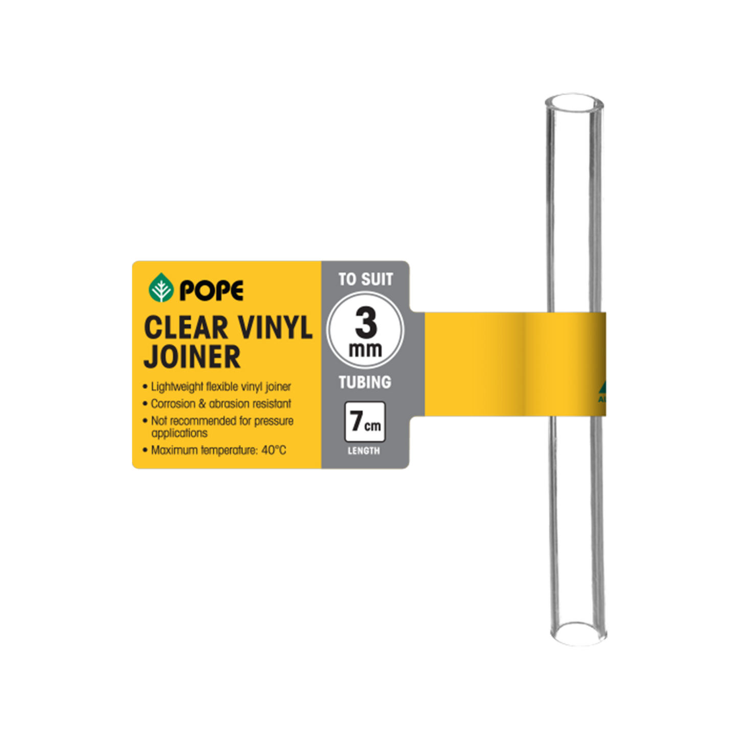 Pope Clear Vinyl Tubing Joiner - 3mm
