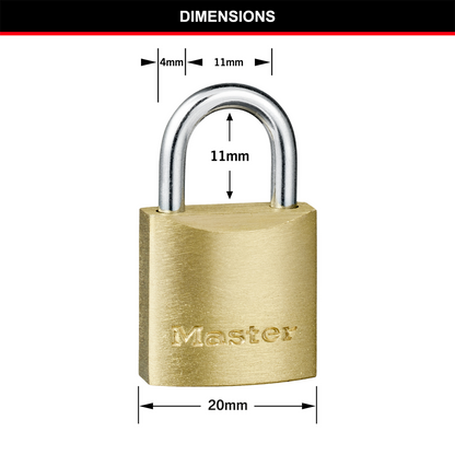 Master Lock Padlock - 20mm - Brass - Keyed Alike 4 Pack
