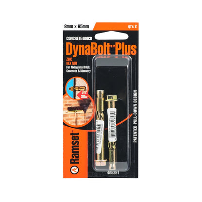 Ramset DynaBolt Plus - 8 x 65mm - 2 Pack