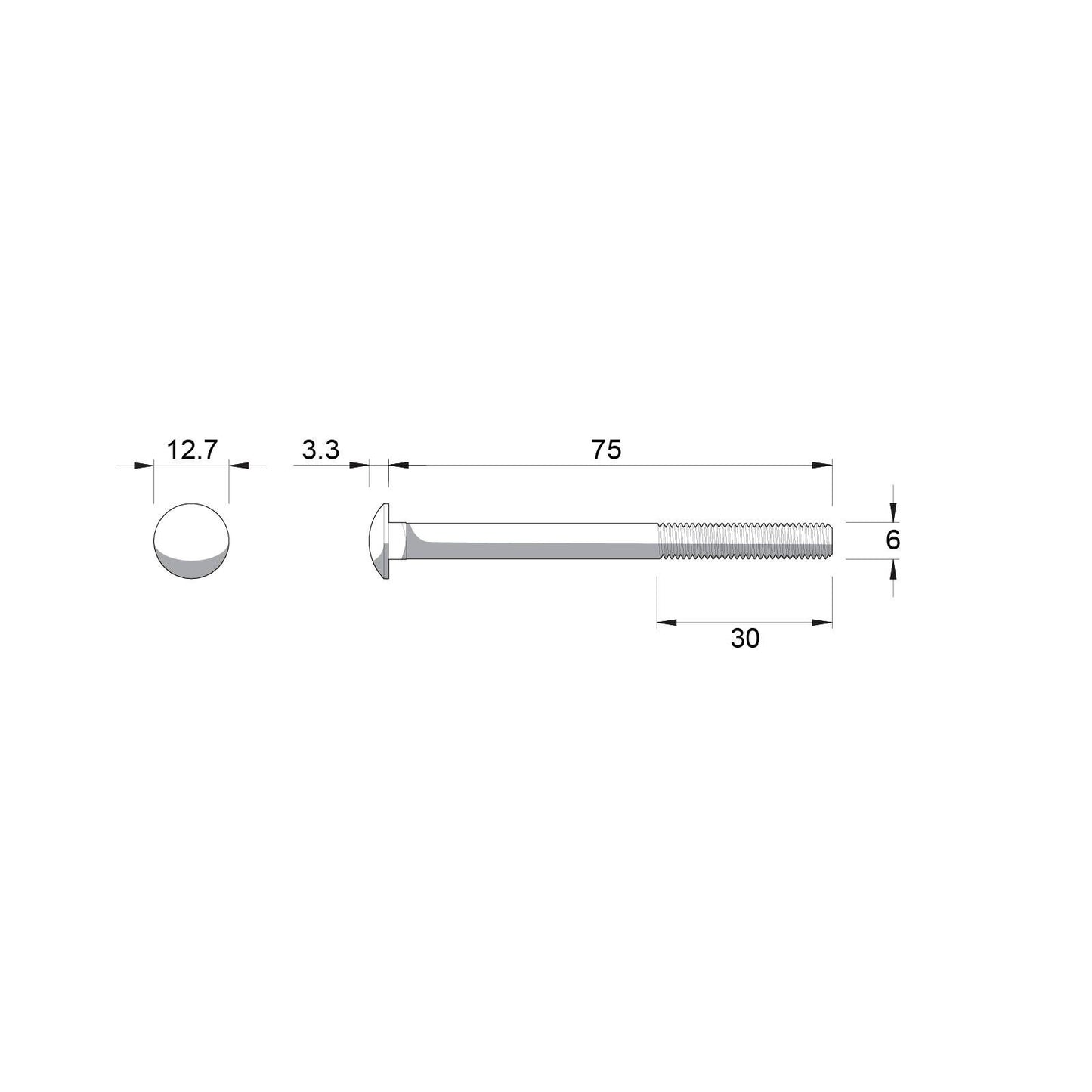 Zenith Hot Dip Galvanised Cup Head Bolts & Nuts - M6 x 75mm - 25 Pack