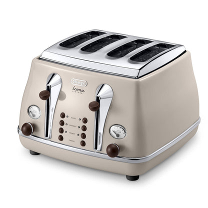 Delonghi Icona Vintage 4 Slice Toaster - 325mm - Beige