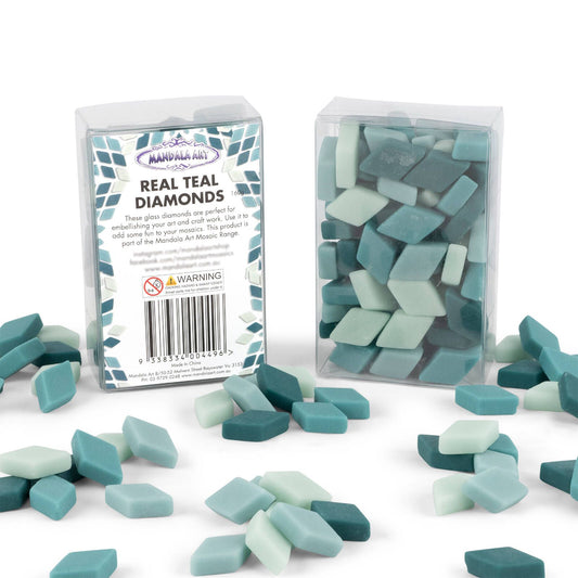 Mandala Art Real Teal Diamond Mosaic Tiles - 12 x 20mm