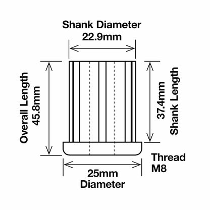 Richmond Threaded Insert - 25mm x M8 - 250kg - 2 Pack