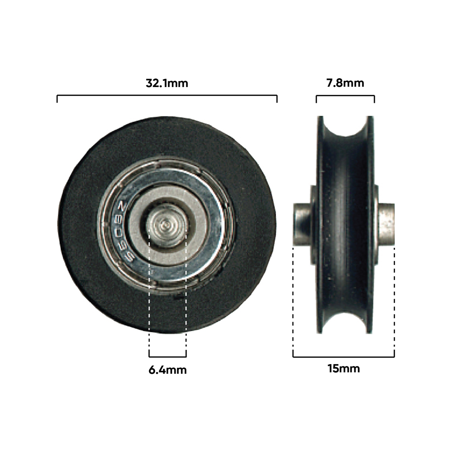 Rolltrak Nylon Concave Roller - 32mm - 40kg