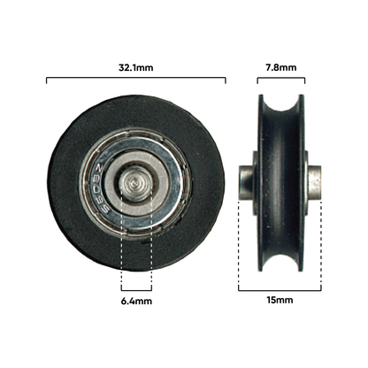 Rolltrak Nylon Concave Roller - 32mm - 40kg