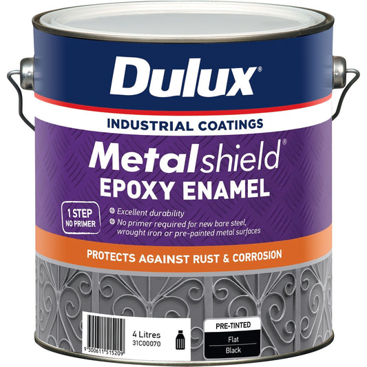 Dulux Metalshield Epoxy Enamel Flat Paint - 4L - Black