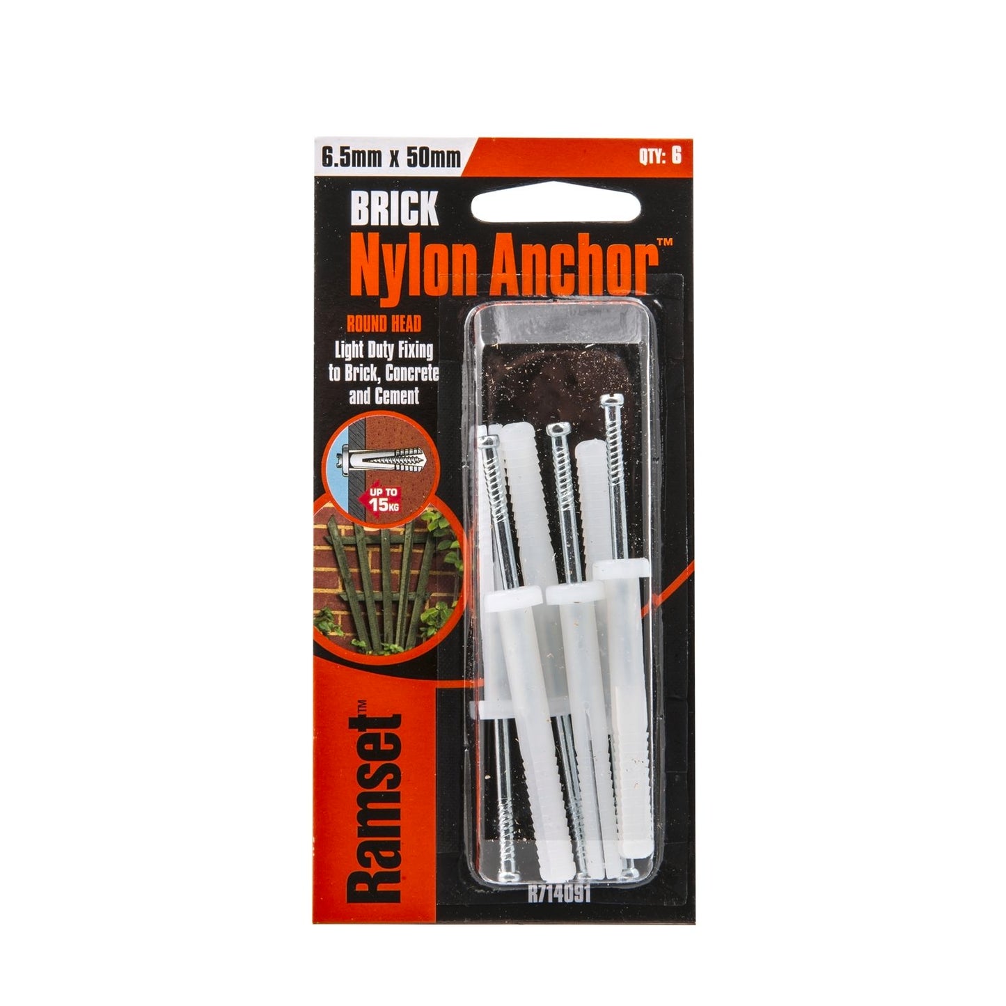 Ramset Nylon Anchor - 6.5 x 50mm - 6 Pack