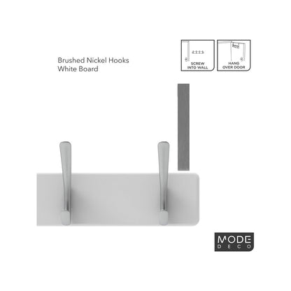 Mode 4 Over Door Hanger - 5 Hooks - 450mm x 70mm x 45mm - White