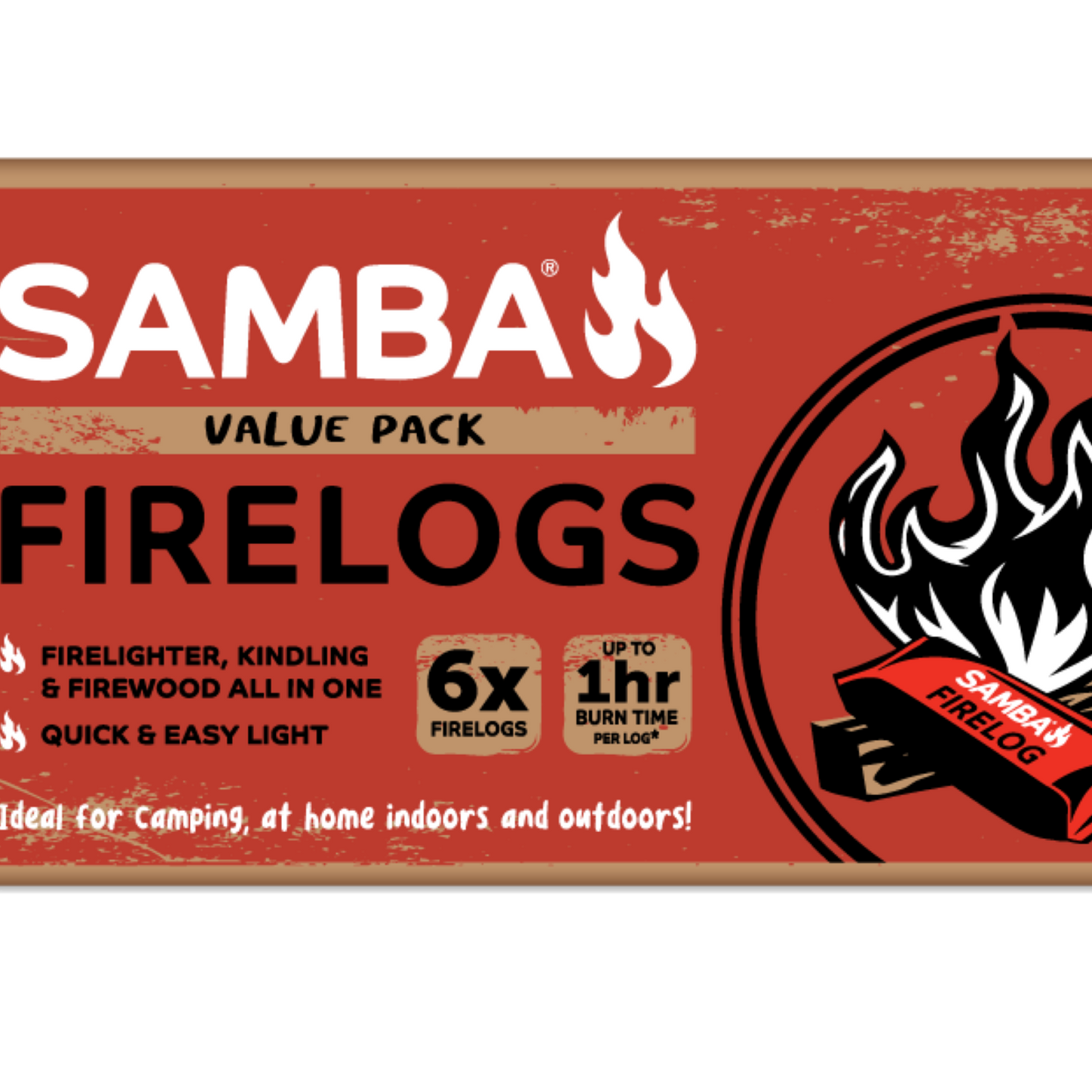 Samba Fire Log - 3 in 1 - 254 x 146 x 222mm - 6 Pack