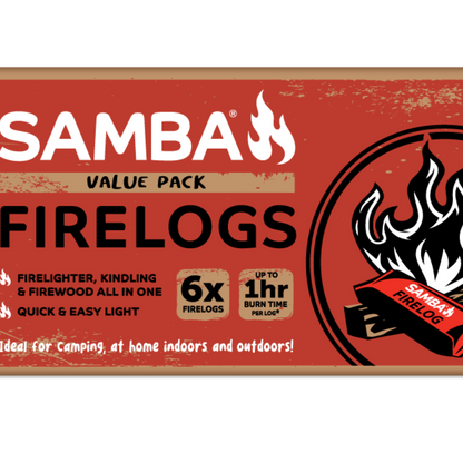 Samba Fire Log - 3 in 1 - 254 x 146 x 222mm - 6 Pack