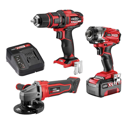 Ozito PXC 18V 3 Piece Tool Kit - Drill, Impact, Grinder P3K-400