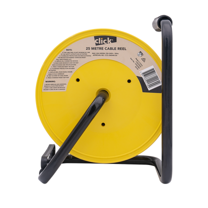 Click Heavy Duty Yellow Cable Reel - 25m - 4 Outlet