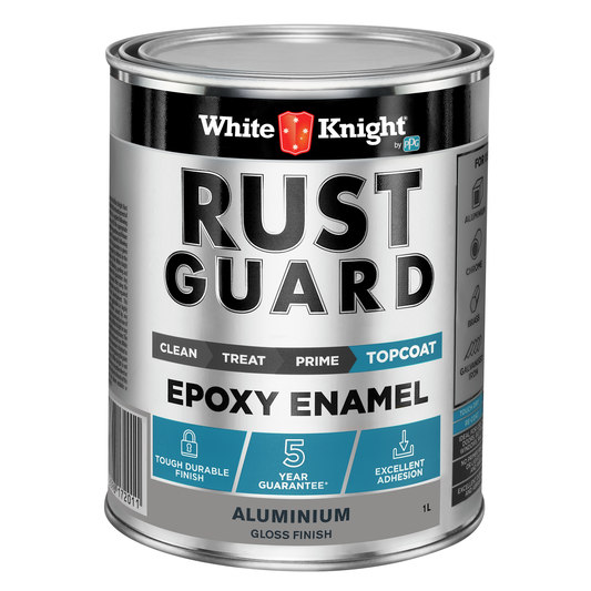 White Knight Rust Guard Aluminium Gloss Epoxy Enamel Paint - 1L