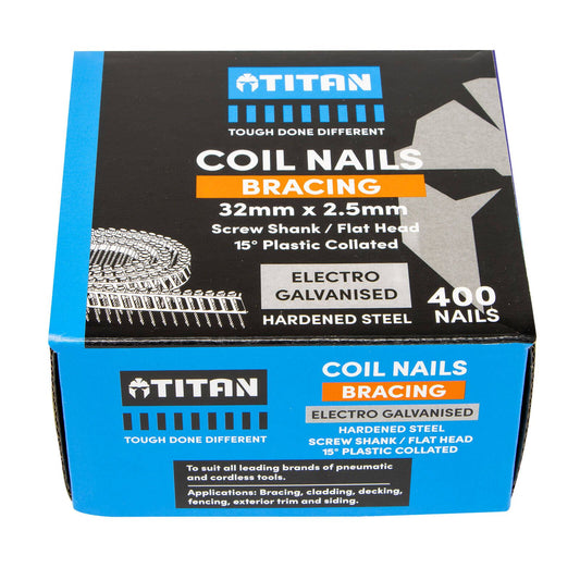 Titan Collated Coil Nail Screw - 32 x 2.5mm - 400 Pack