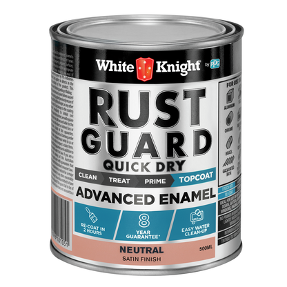 White Knight Rust Guard Advanced Enamel Paint - 500ml - Neutral Satin