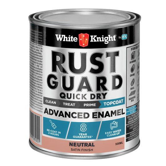 White Knight Rust Guard Advanced Enamel Paint - 500ml - Neutral Satin