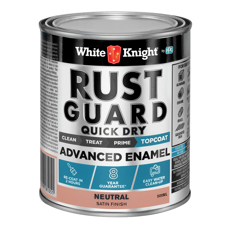 White Knight Rust Guard 500ml Neutral Satin Quick Dry Advanced Enamel Paint
