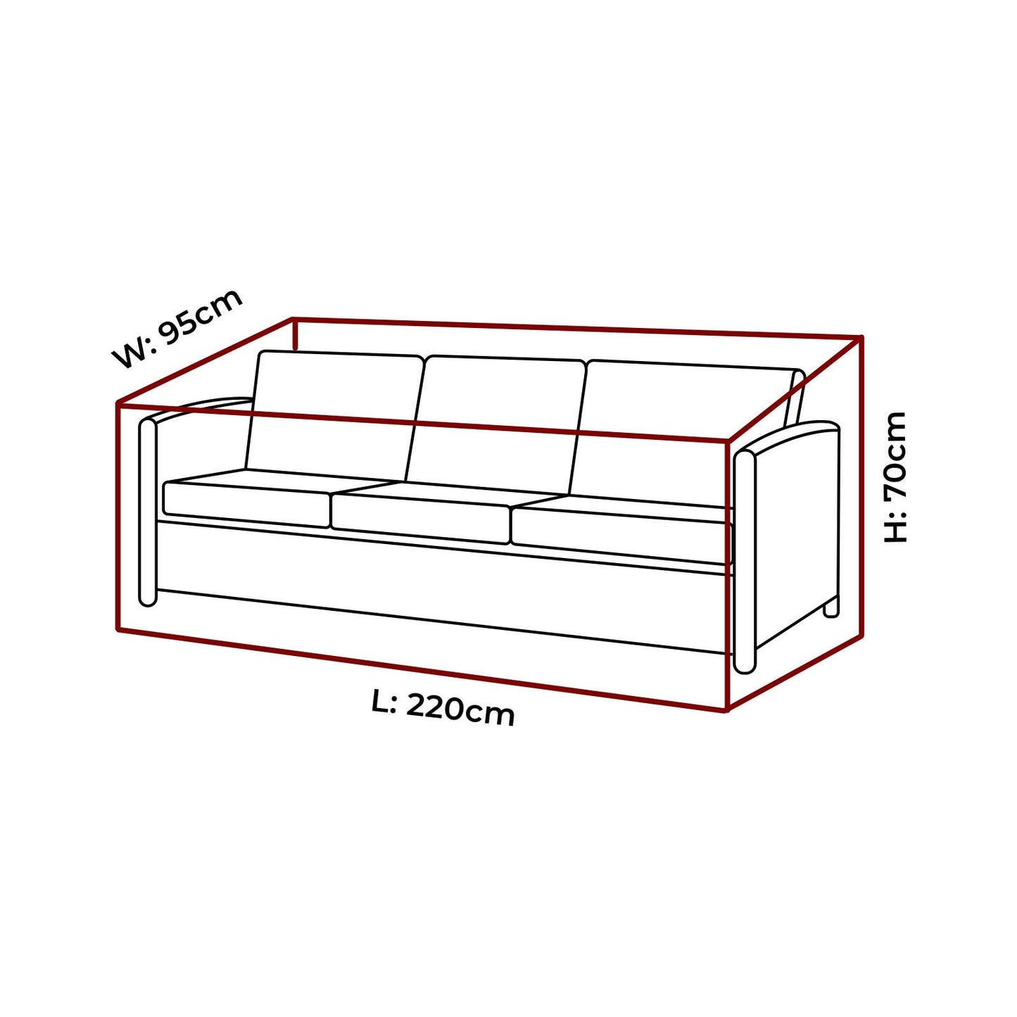 Mojo 3 Seat Lounge Cover - 2200 x 700 x 950mm