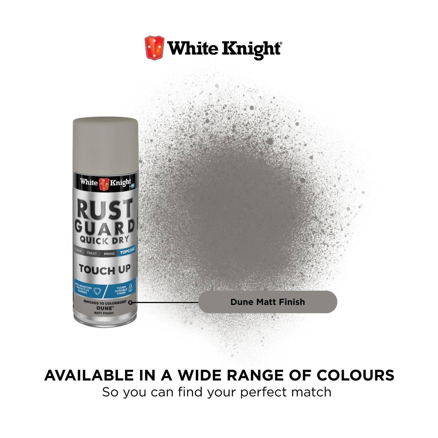 White Knight Rust Guard Touch Up Spray Paint - 300g - Dune Matt