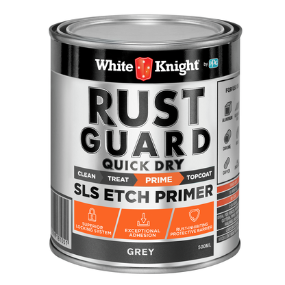 White Knight Rust Guard Etch Primer Paint - Grey - 0.5L
