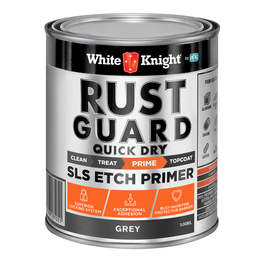 White Knight Rust Guard Etch Primer Paint - Grey 0.5L