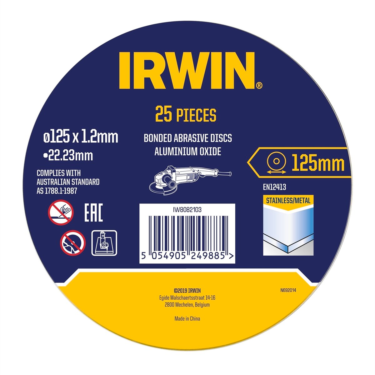 Irwin Metal Cut Off Disc 125mm - 25 Pack - Aluminium Oxide - 2mm