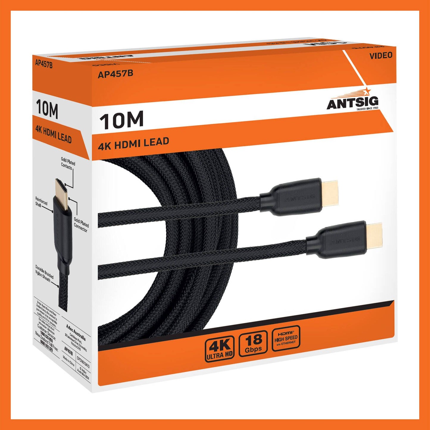Antsig HDMI Braided Cable - 10m - 4K
