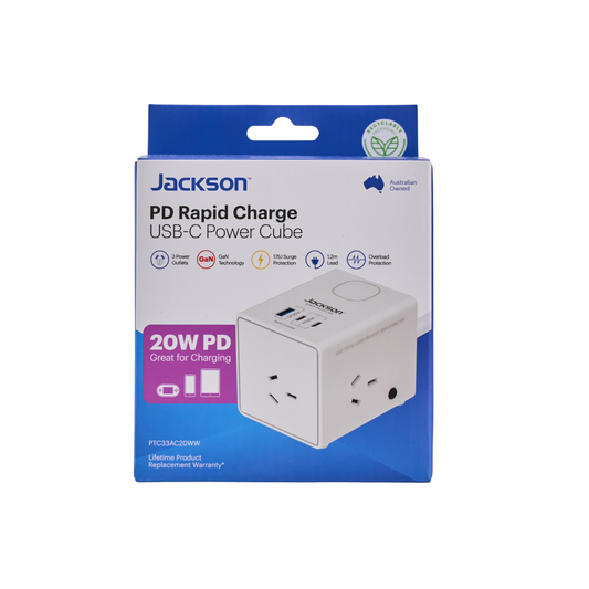 Jackson Power Cube - 3 Outlet - 1.2m - White