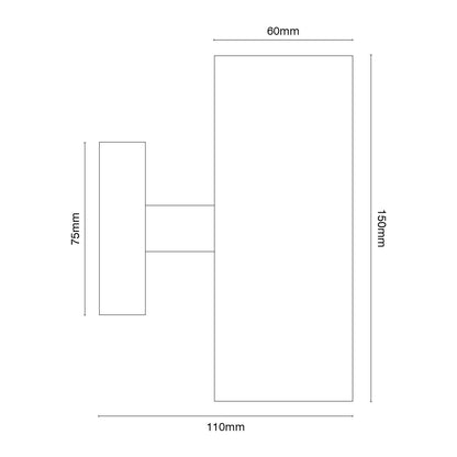 Brilliant Black Coolum Project Modern Wall Light - 10W - 2 Pack