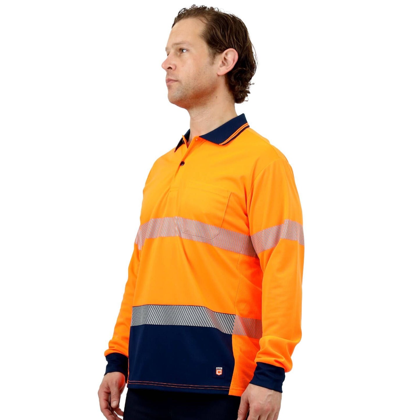 Citeco Orange Hi Vis Long Sleeve Polo - Small