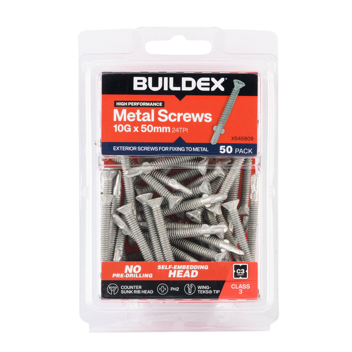 Buildex Sheet Metal Screws - 10g x 50mm - 50 Pack