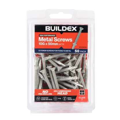 Buildex Sheet Metal Screws - 10g x 50mm - 50 Pack